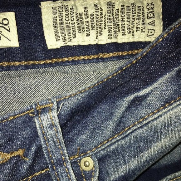 Rhinestone Beaded Ankle Trim Indigo Rein Denim Cropped Jeans Raw Hem women’s 26 - Picture 4 of 7